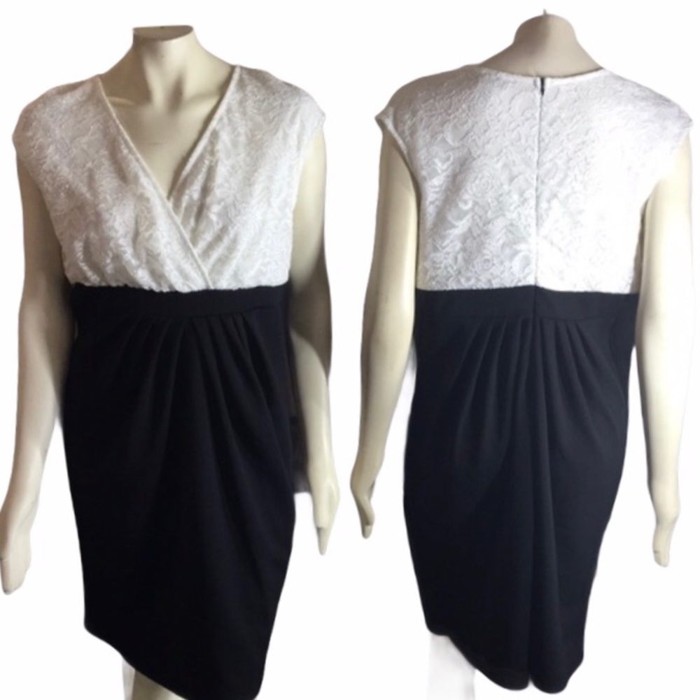 Elegant Black and White Midi Dress